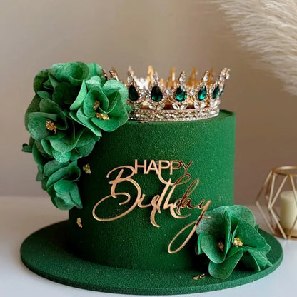 2025 New Happy Birthday Cake Topper Dessert Decoration Gold Side Acrylic Kids Party Cake Toppers for Baby Shower Baking Supplies