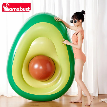Camebust Inflatable Pvc Floating Avocado Swimming Ring Water Pool Floats Air Lounge with Inflatable Ball for Party Decoration