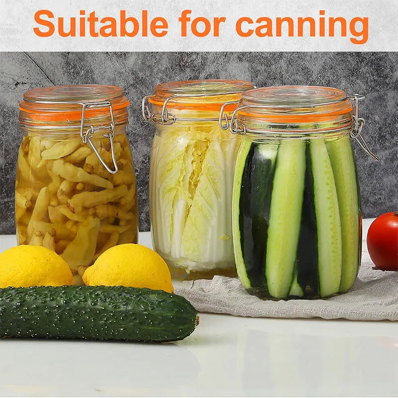HeY LiLac Glass Jars with Lids Kitchen Airtight Glass Jars Wide Mouth Canning Jars with Clip Top Lids Leak Proof Canisters Jars