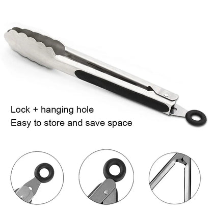 9/12/16 inch stainless steel BBQ grilling tongs salad food clip non-slip handle bread serving Tong cooking barbecue clip clamp