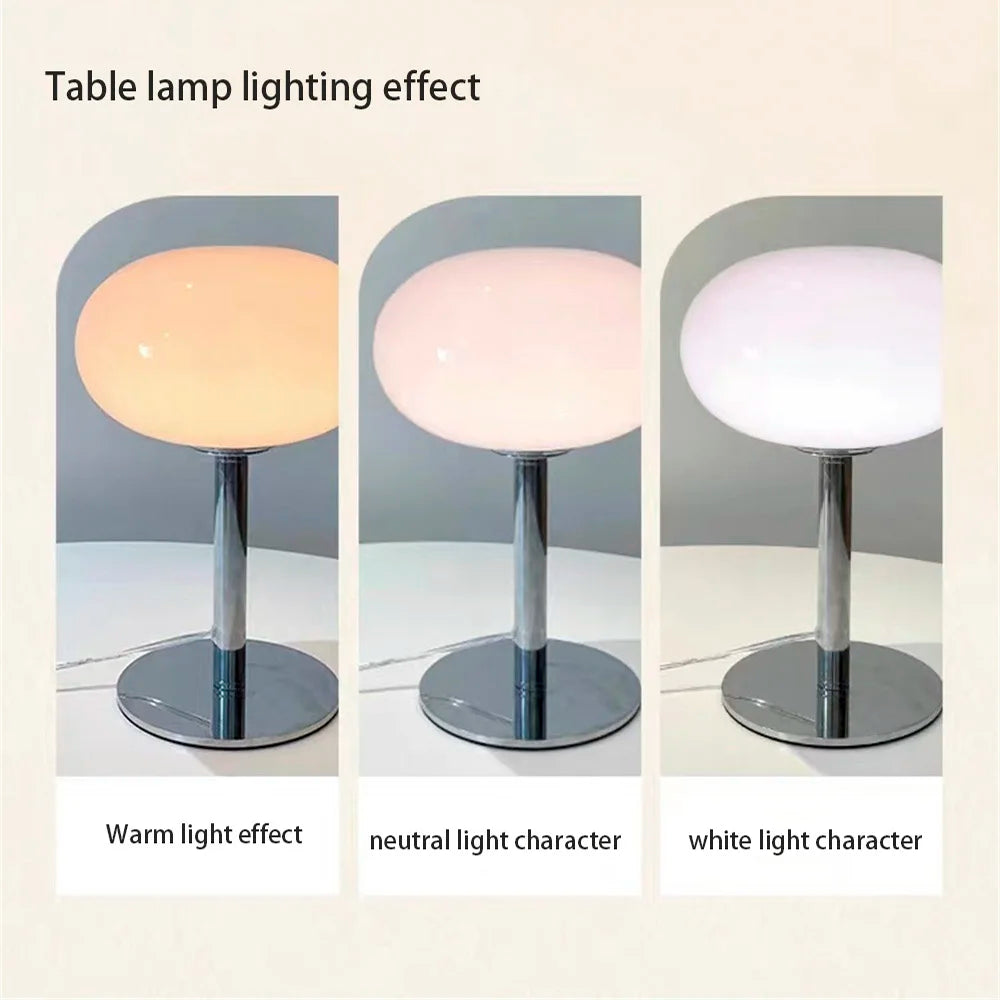 Lollipop Table Lamp Medieval Cream Glass Lamp Living Room Bedroom Study Simple Atmosphere Retro Glass Standing Lamp Home Decor