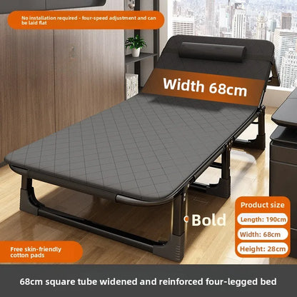 Folding bed office single metal household siesta folding recliner multi-functional camp bed adult siesta artifact