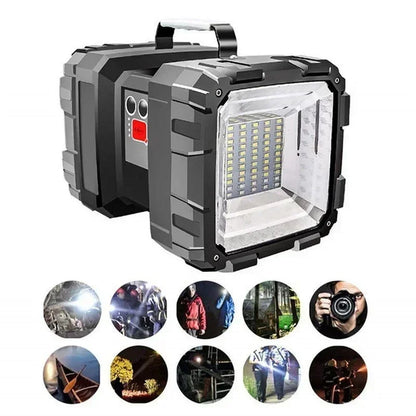 XHP100 Super Bright LED Touch Light Searchlight Double Head Flashlight USB Rechargeable Portable Outdoor Emergency Lights