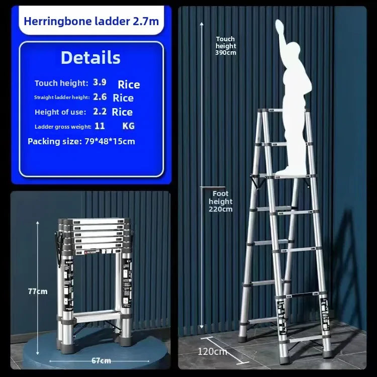Stainless steel telescopic ladder Multifunctional  herringbone ladder Portable folding ladder Bamboo ladder Lifting ladder