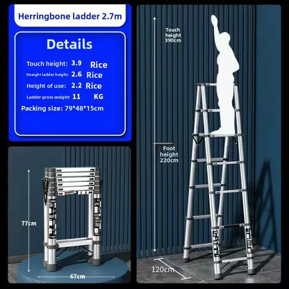 Stainless steel telescopic ladder Multifunctional  herringbone ladder Portable folding ladder Bamboo ladder Lifting ladder