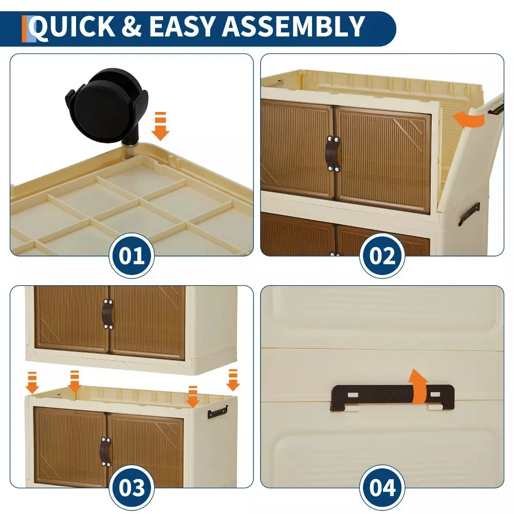 Storage Organiser,5 Tier Stackable Clothes Storage Boxes with Wheels,Folding Drawers for Clothes, Cupboard Organiser for Bedroom