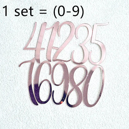 1set(0-9)Number Happy Birthday Cake Toppers Gold Acrylic Kids Birthday Party Cake Topper Wedding Baby Shower Dessert Decoration