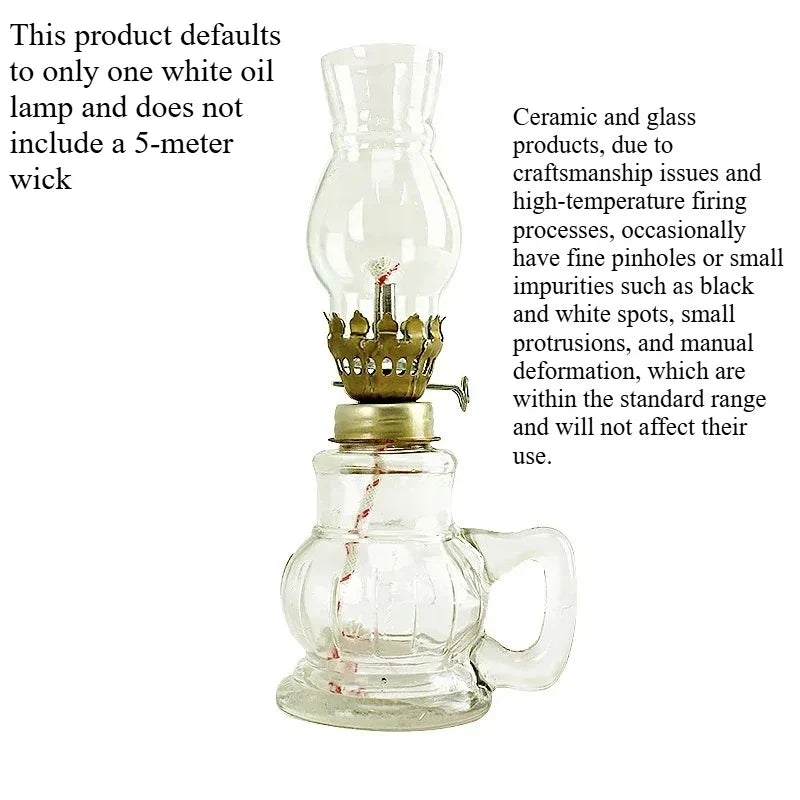 1/2 Pcs Retro Windproof Glass Lamp Mini Kerosene Oil Lamps with Handle for Indoor Use Emergency Lighting Christmas Wedding Decor