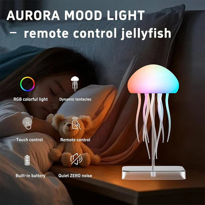 LED Jellyfish Lamp with 9 Tentacles 2 Working Modes Ultra Long Battery Life Colour Gradient Light Effects with Remote Control