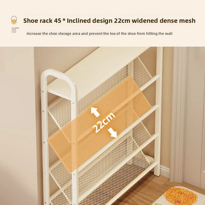 Steel shoe rack household door simple storage space saving metal multi-layer narrow shoe cabinet