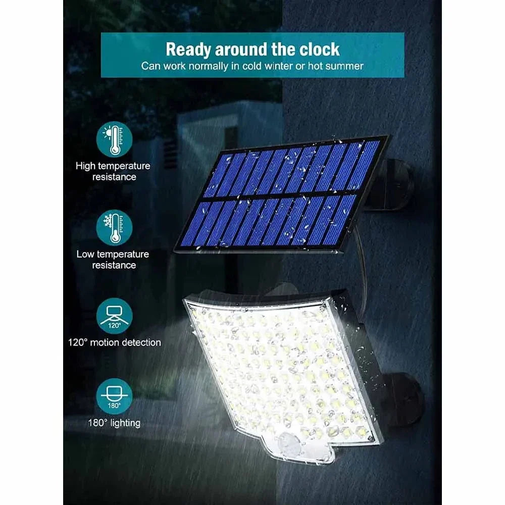 106LED Solar Light Outdoor Waterproof with Motion Sensor Floodlight Remote Control 3 Modes for Patio Garage Backyard Solar Lamp