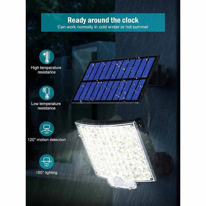 106LED Solar Light Outdoor Waterproof with Motion Sensor Floodlight Remote Control 3 Modes for Patio Garage Backyard Solar Lamp