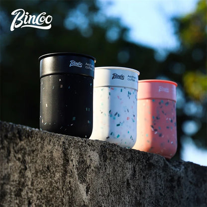 BINCOO Ceramic-lined Coffee Mug Thermal Cup Insulated Coffee Cup Portable for Office Travel and Outdoor 300ML