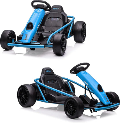 24V Go Kart for Teens & Big Kids Drifting Car with 2×300w Motor,8 MPH Speed,Music,Slow Start,Outdoor Racing Toy for Ages 8-12Y