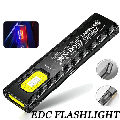 Powerful Mini COB LED Keychain Flashlight USB Rechargeable Hanging Work Light Waterproof Keyring Camping Walking Pocket Lamp