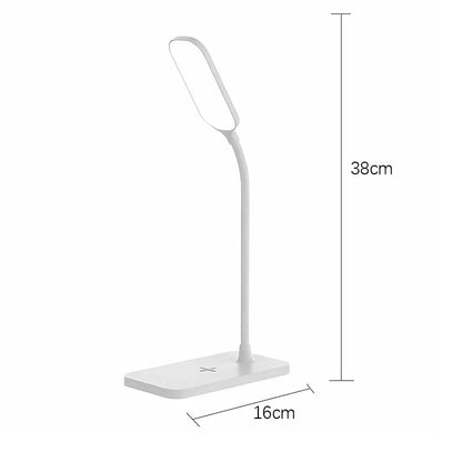 LED Desk Lamp with Wireless Charger and USB Plug in Port Bedside Night Light Touch Dimmable Eye-Caring for Gaming Reading Home