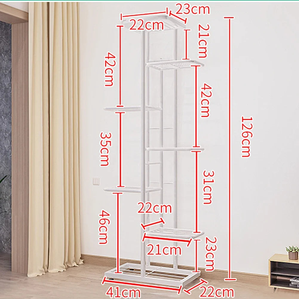 7-Tier Metal Plant Stand Indoor Outdoor Flower Shelf Multi-Layer Display Rack, Space-Saving Organizer for Living Room Balcony