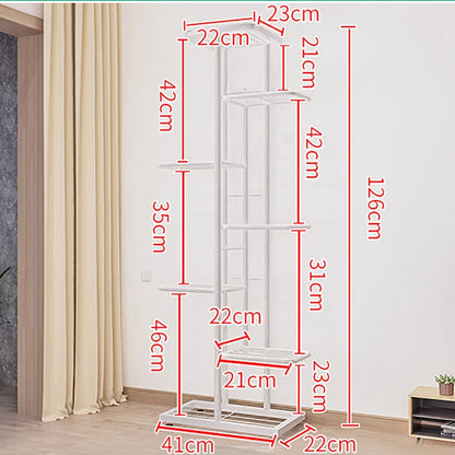 7-Tier Metal Plant Stand Indoor Outdoor Flower Shelf Multi-Layer Display Rack, Space-Saving Organizer for Living Room Balcony