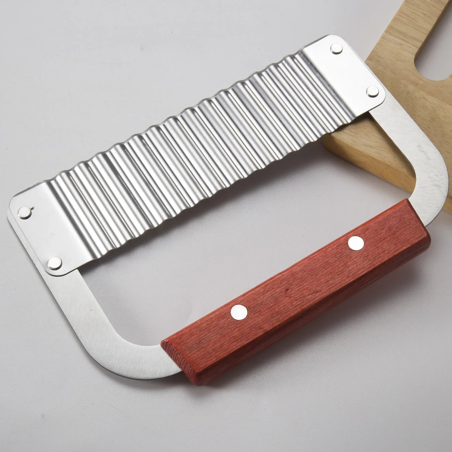 Stainless Steel Wooden Handle Wave Knife Wolf Tooth Potato Knife Potato Chip Cutting Wave Knife Potato Chopper Kitchen Tool