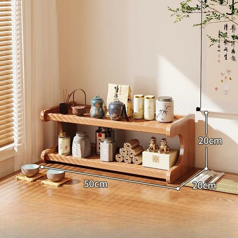 Simple Tiers Desktop Storage Rack Compact Space-saving Wood Tabletop Stand Multi-functional Sturdy Desk Bookshelf Seasoning