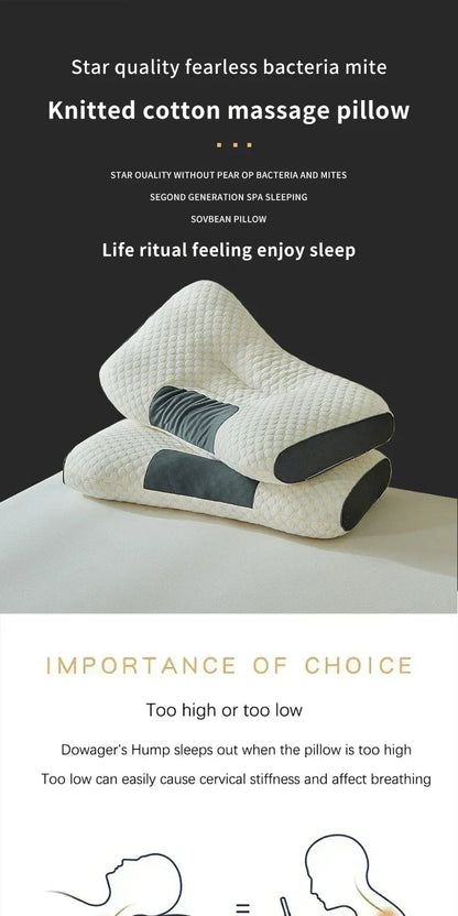 High Quality Washable Knitted Massage Pillow, Hypoallergenic Non-Collapse Neck Support Pillow for Better Sleep & Household Use