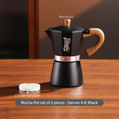 Bincoo Coffee Moka Pot Set with Filter Paper for Home Use Small Espresso Extraction Machine Complete Brewing Kit