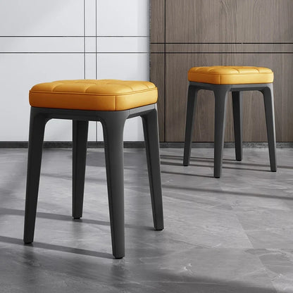 Stacking Stools,PU Leather Square Nesting Four-Legged Stool with Padded Stools Plastic Stackable Stool, Portable Breakfast