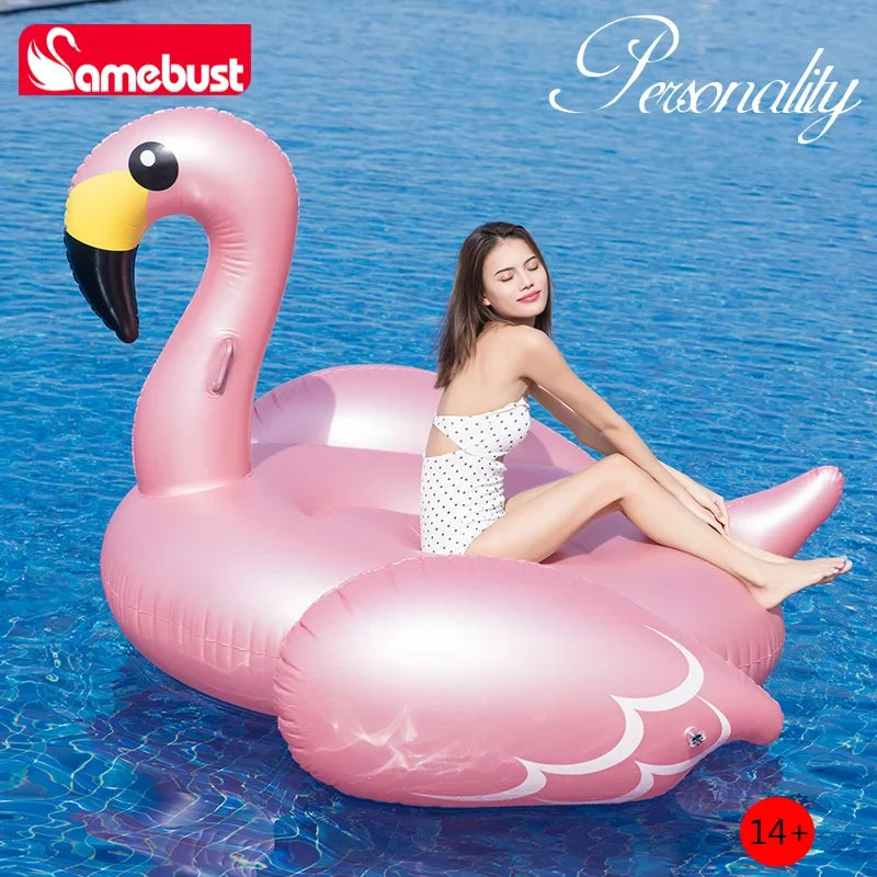 Camebust Inflatable Flamingo Tube Water Mount, Rose Gold Swimming Pool Float, Fun Beach Float, Swimming Party Decoration