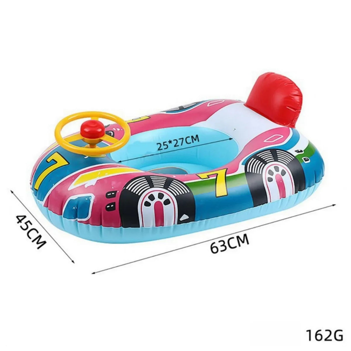 Baby Swimming Pool Float, Cute Car Design Kids Toddler Inflatable Summer Beach Floatie Boat Swim Tube Ring with Handles Safety