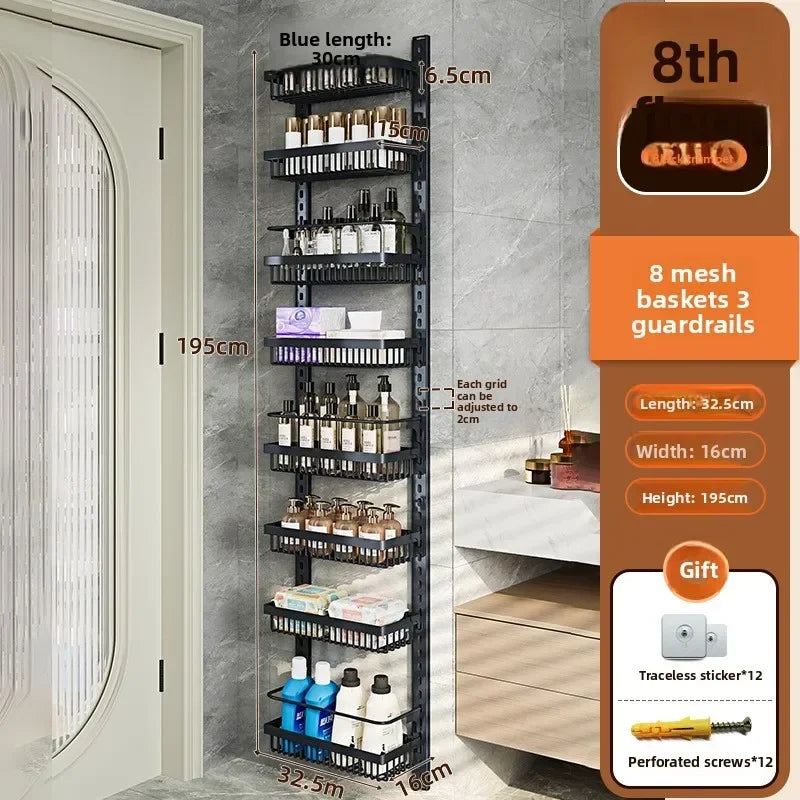 Multi-layer adjustable kitchen cabinet wall condiment seasoning rack No punching wall hanging storage shelf