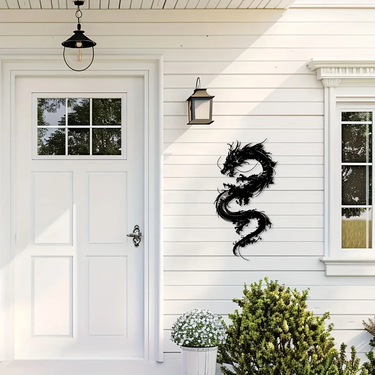 1pc Oriental Dragon Metal Wall Sculpture - 15.75x8.19 Inch Art Deco Iron Wall Art, Black Dragon Design for Home, Patio