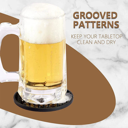 6/7 Pcs Silicone Drink Coasters with Holder Heat Resistant Cup Dish Drying Mat Tabletop Protection Non-Slip Coasters for Drinks