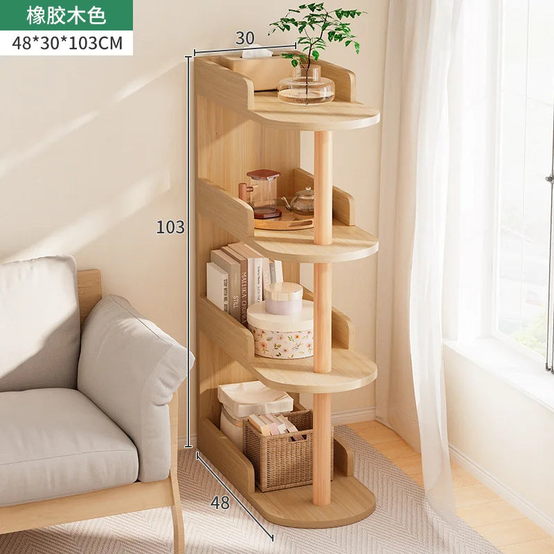 Wooden Corner Storage Bedside Table Simple Modern Multi-Layer Side Table Nightstand Cabinet Standing Bookcases Home Living Room
