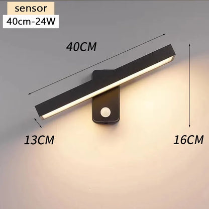LED Outdoor Wall Lamp IP65 Motion Sensor Waterproof Rotatable Porch Light Villa Entrance Courtyard Living Room Home Decorative