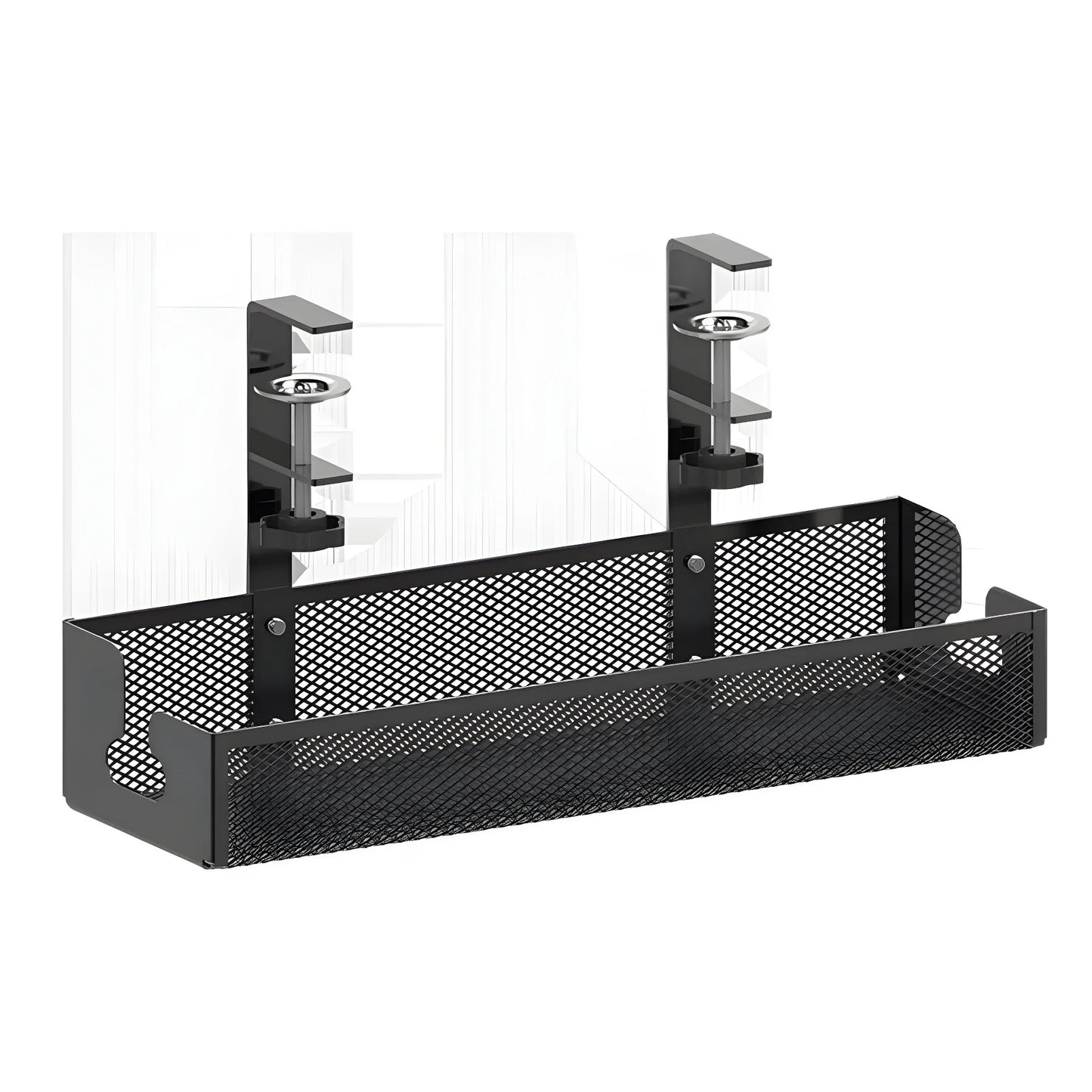 No Drilling Extendable Under Desk Cable Management Metal Cable Tray Under Desk With Clamp Retractable Power Strip Cord Holder