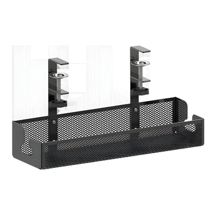 No Drilling Extendable Under Desk Cable Management Metal Cable Tray Under Desk With Clamp Retractable Power Strip Cord Holder