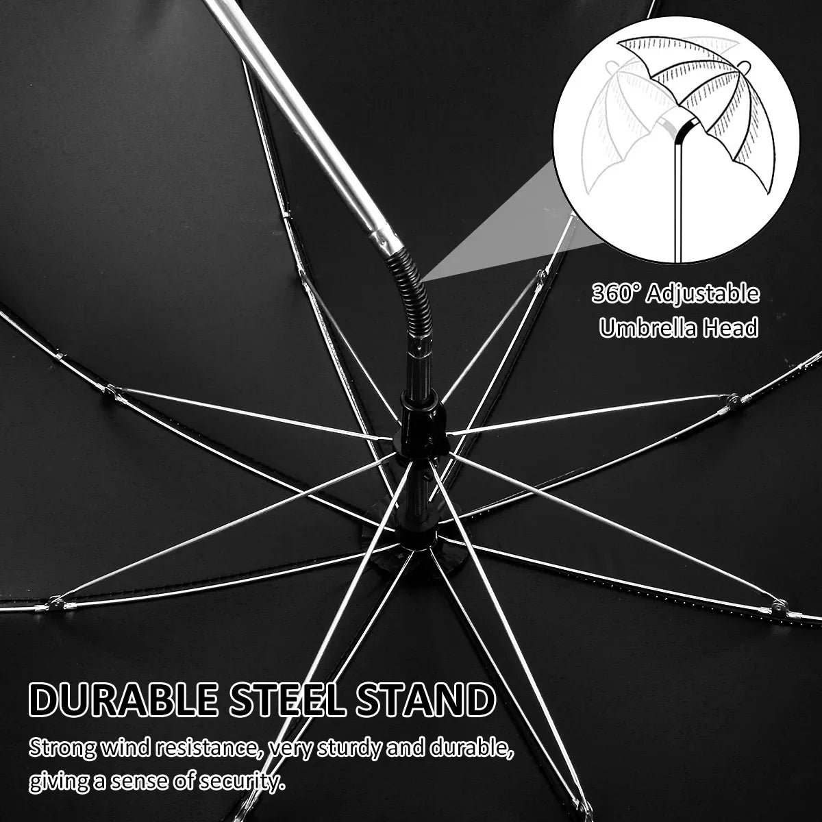 Universal Baby Stroller Umbrella UV Sun Rain Protection Parasol 360° Adjustable Sunshade Patio Beach Chair Umbrella Rainproof