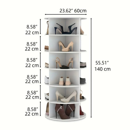 6-Tier Spinning Shoe Rack Organizer - 360 Rotating Tower with Lazy Susan, Heavy Duty Metal Storage for Living Room & Hallway