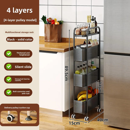 Slim Gap Portable Trolley Organizer Drawer Narrow Space Saver Kitchen Bathroom Sofa Fridge Multi Tier Foldable Storage Wheels