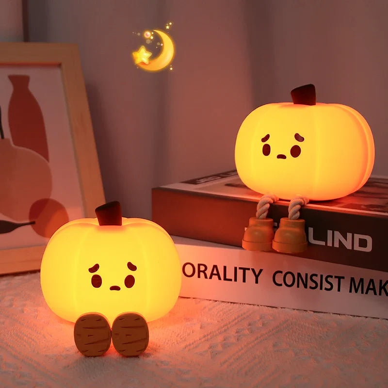 Cute Silicone Night Lamp Pumpkin Night Light Halloween Ghost Witch Decoration Dimmable Timer Bedside Decoration Children Gift