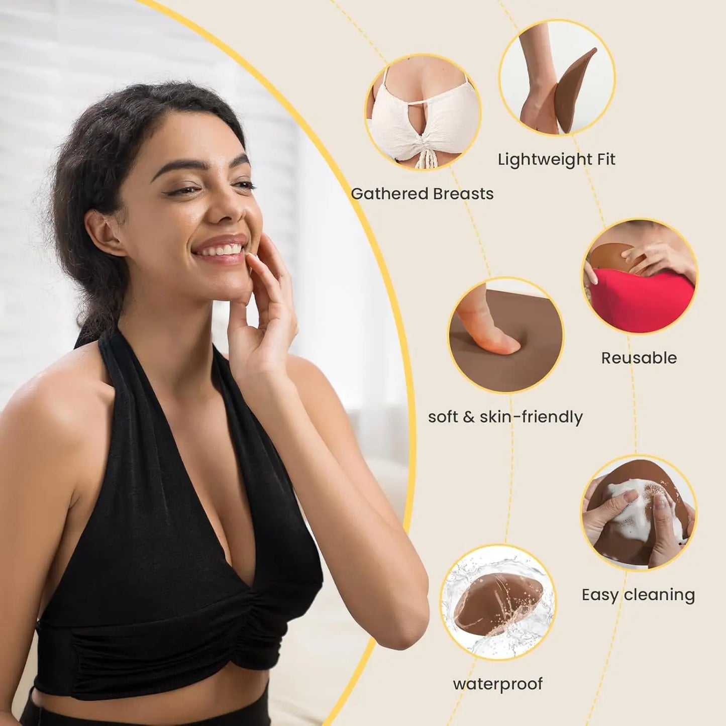 Double sided adhesive bra push-pull lifting pad is a self-adhesive pad used for bikinis, swimsuits, and strapless sports bras