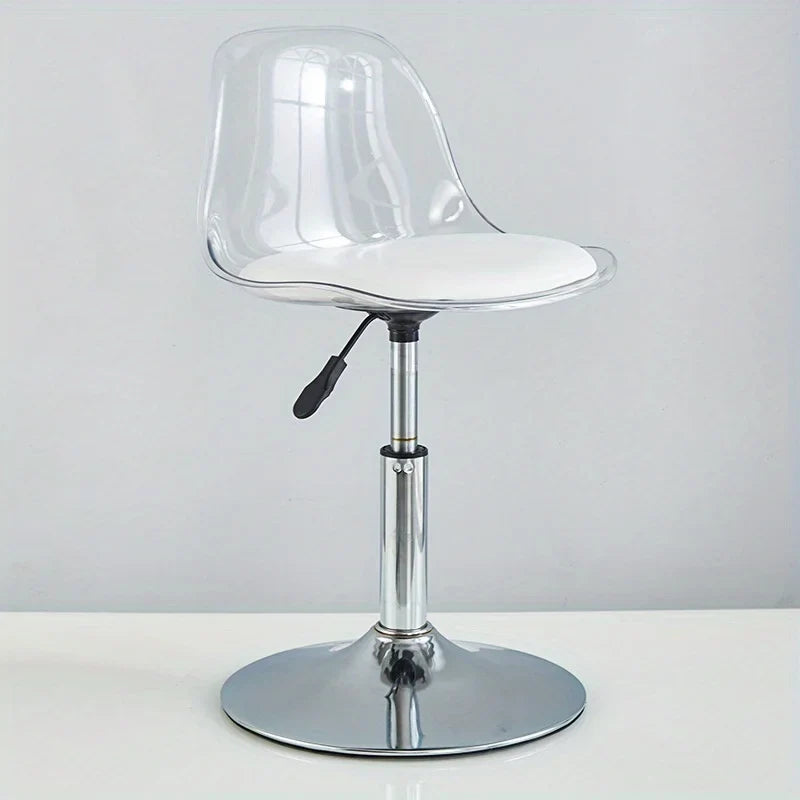 Adjustable Modern Bar Stool with Transparent Backrest Metal Frame Upholstered Seat with Lifting and Rotating Function