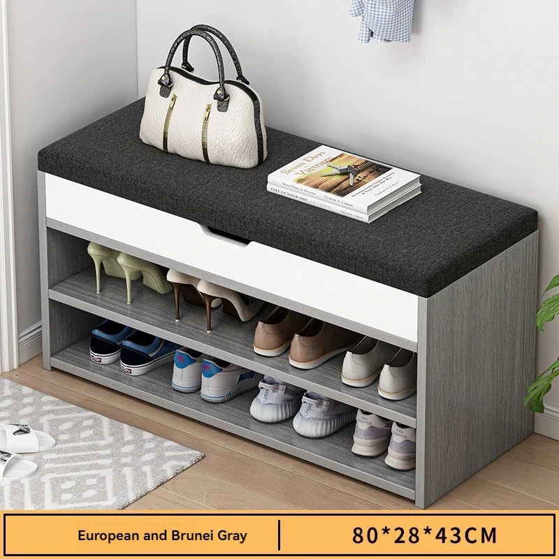 Entrance panel entrance, entrance hall, shoe wearing stool, entrance for sitting, long stool, shoe cabinet, shoe rack integrated