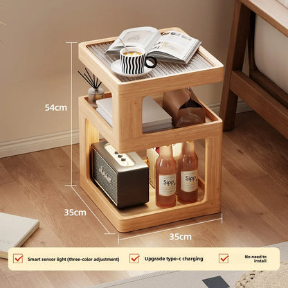 Solid wood bedside table, bedroom bedside storage, household sofa edge