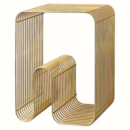 Modern Scandinavian Metal Coffee Table Living Room Furniture Sleek  Side Table Minimalist Storage for Magazines and Books