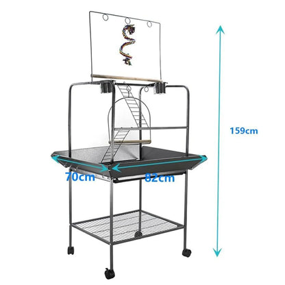 Indoor Outdoor Birds Playground with Swing Parrot Stand with Wheels for Parakeet Cockatiels Conures Macaw Pet Products