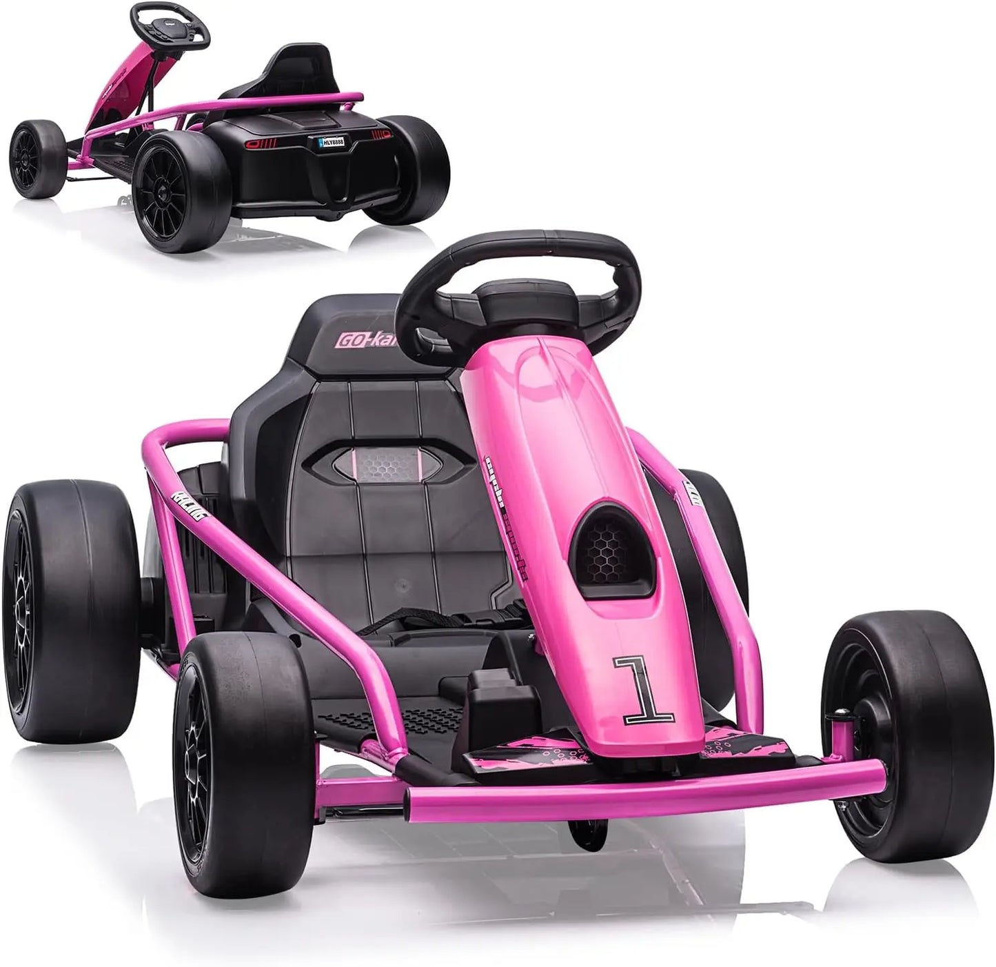 24V Go Kart for Teens & Big Kids Drifting Car with 2×300w Motor,8 MPH Speed,Music,Slow Start,Outdoor Racing Toy for Ages 8-12Y