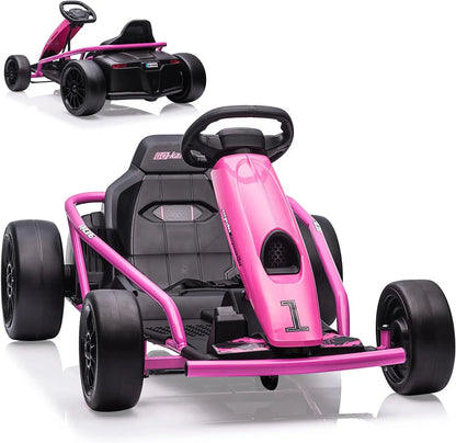 24V Go Kart for Teens & Big Kids Drifting Car with 2×300w Motor,8 MPH Speed,Music,Slow Start,Outdoor Racing Toy for Ages 8-12Y