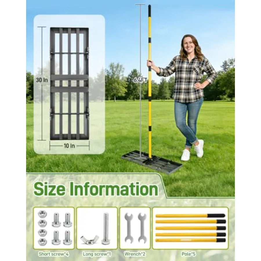 Lawn Leveling Rake 30 Inch Yard Lawn Leveling for Soil with 78" Adjustable Steel Handle Heavy Duty Effort Saving Landscape Lawn