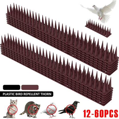 12-60Pcs Anti Climb Bird Spikes Fence Wall Spikes Stop Birds and Cats Sitting on Fence Cat Repellent Spike for Deterrent Burglar